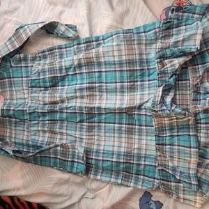 Girls Plaid Long Sleeved Dress